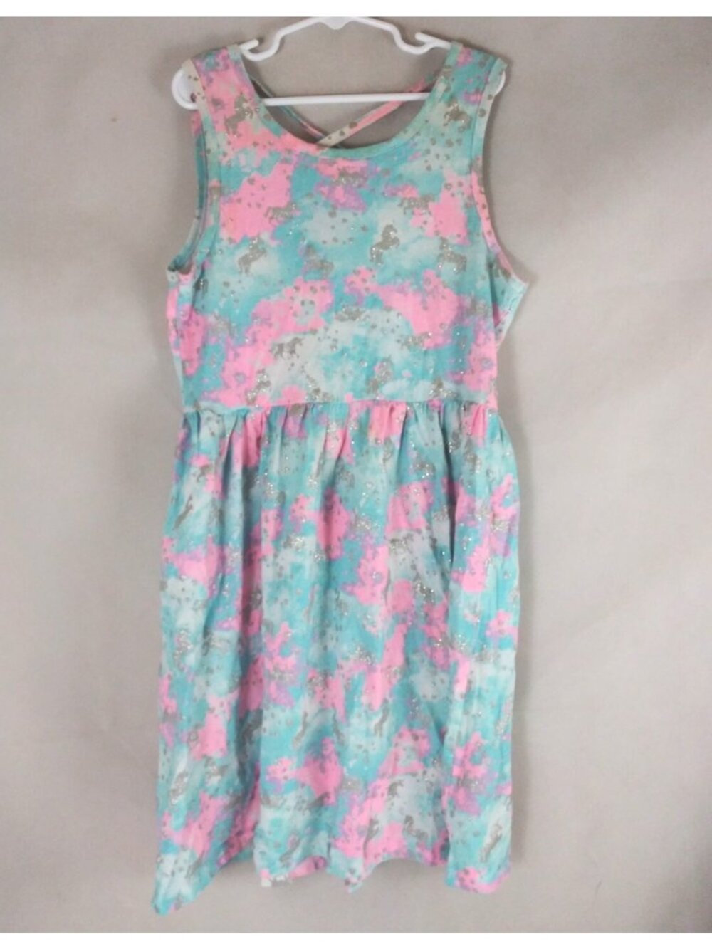 Freestyle Revolution Blue & Pink Glittery Unicorn Dress Girls Size 12